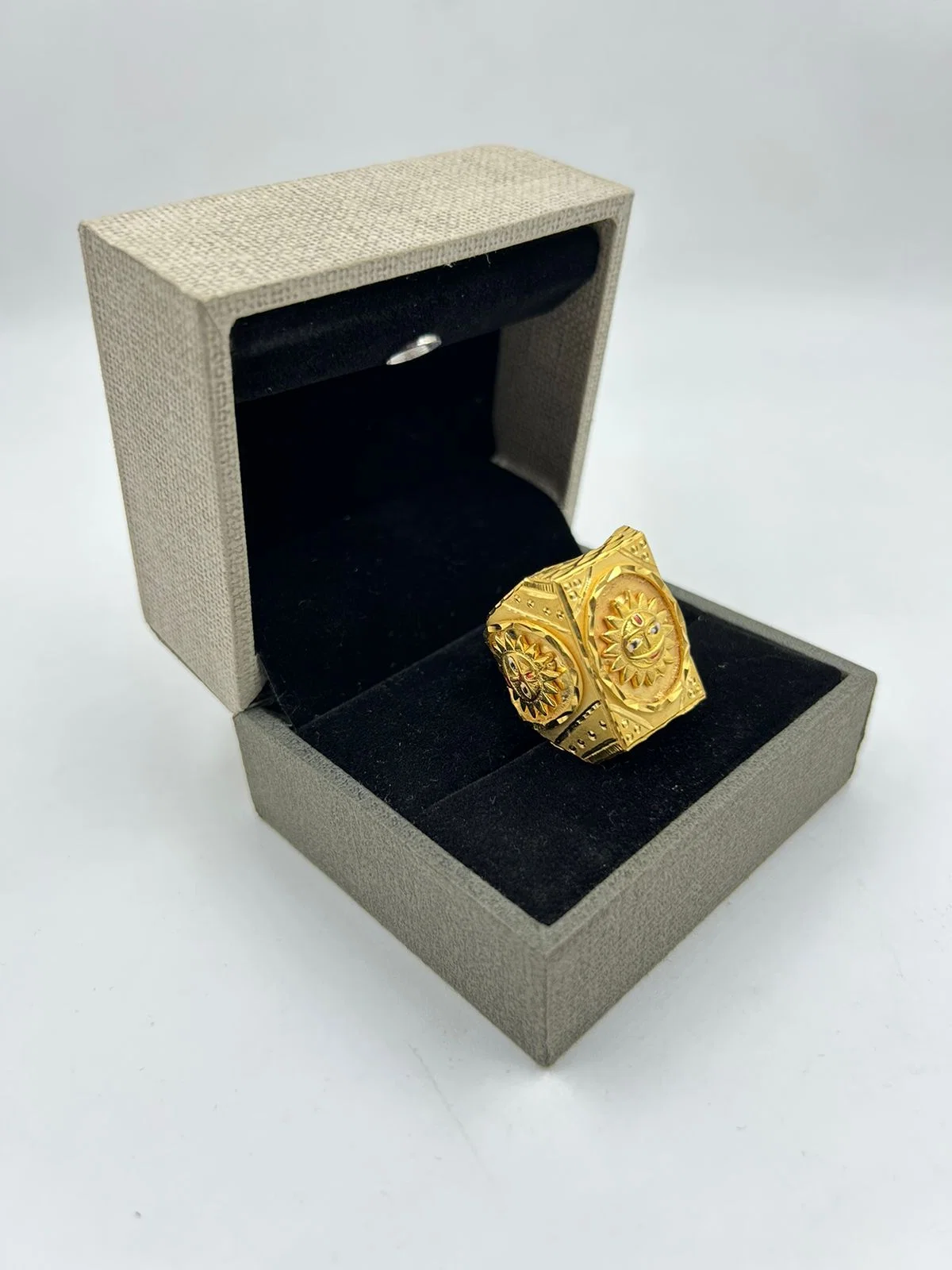 Gold-Plated Geometric Signet Ring for Men | Premium Statement Fashion Ring