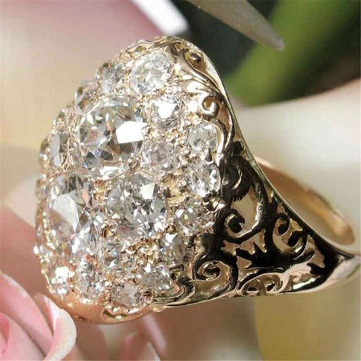 Premium Silver Tone floral Crystal Desinger Ring