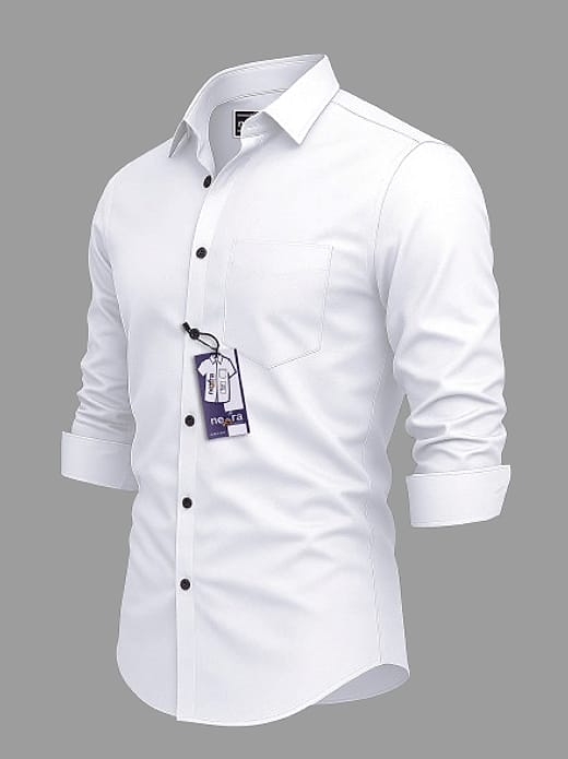 Men's White Striped Cotton Blend Casual Full Sleeve Shirt