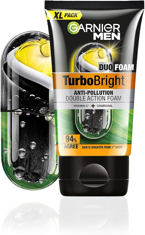 Garnier Men TurboBright Duo Foam Anti-Pollution Double Action Face Wash