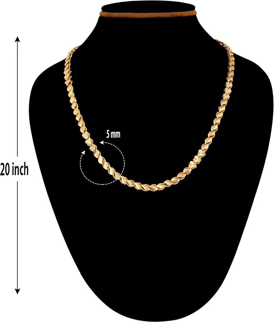 Gold Plated Designer Twisted Link Chain Necklace for Women | Elegant Party & Daily Wear Jewellery