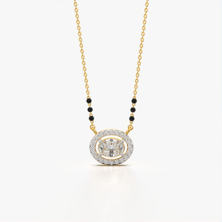 18K Yellow Gold Diamond Mangalsutra Pendant Necklace for Women