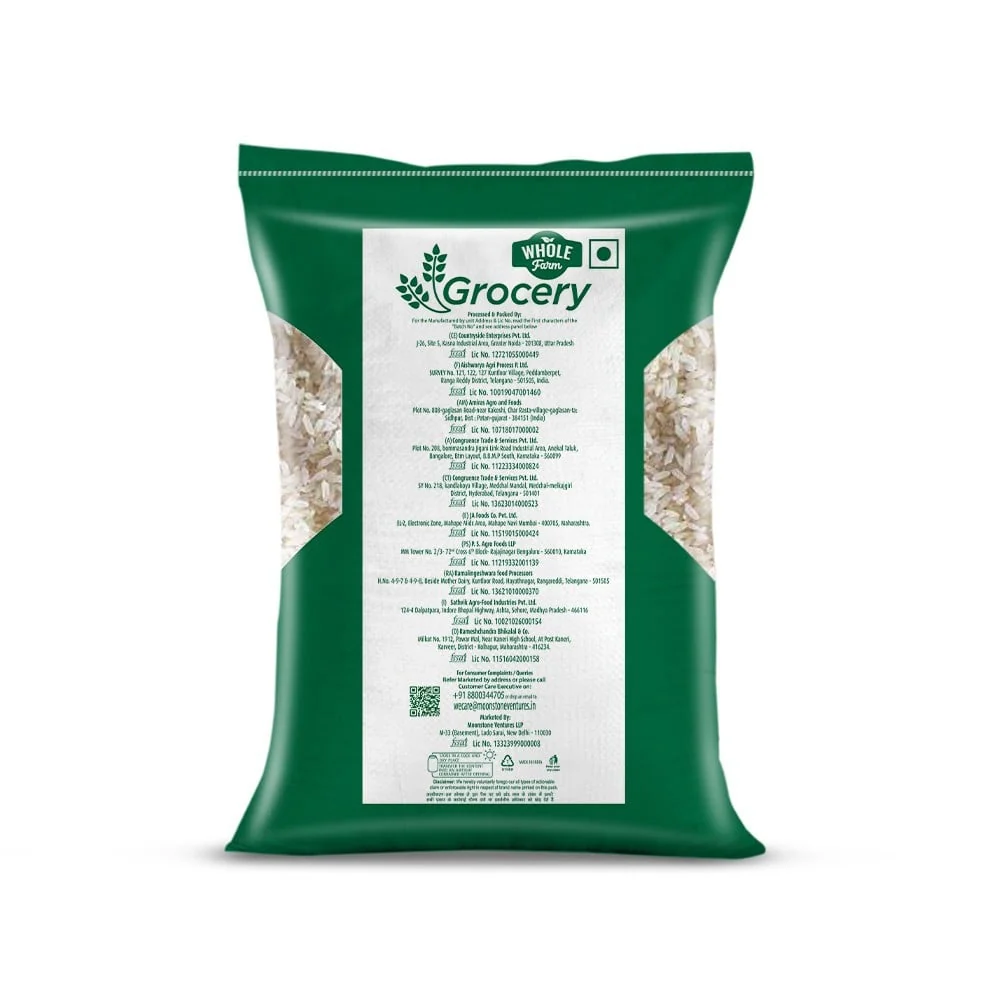 Whole Farm Grocery Raw Sonamasuri Rice (6–12 Months) (Medium Grain)