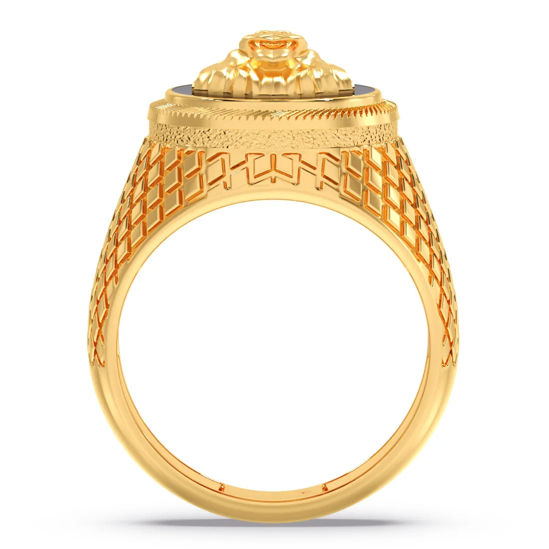 Gold-Plated Geometric Signet Ring for Men | Premium Statement Fashion Ring