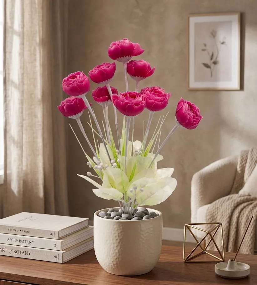 Artificial Flower Bouquet with Decorative Ceramic Pot