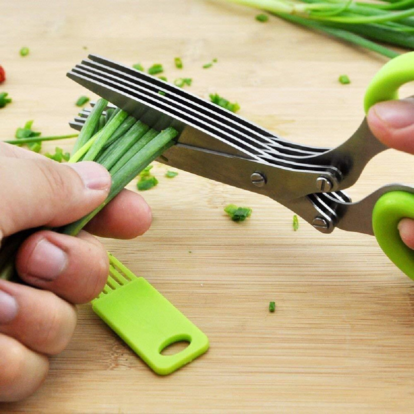 5-Blade Stainless Steel Herb Scissors | Multipurpose Kitchen Vegetable & Herb Cutter