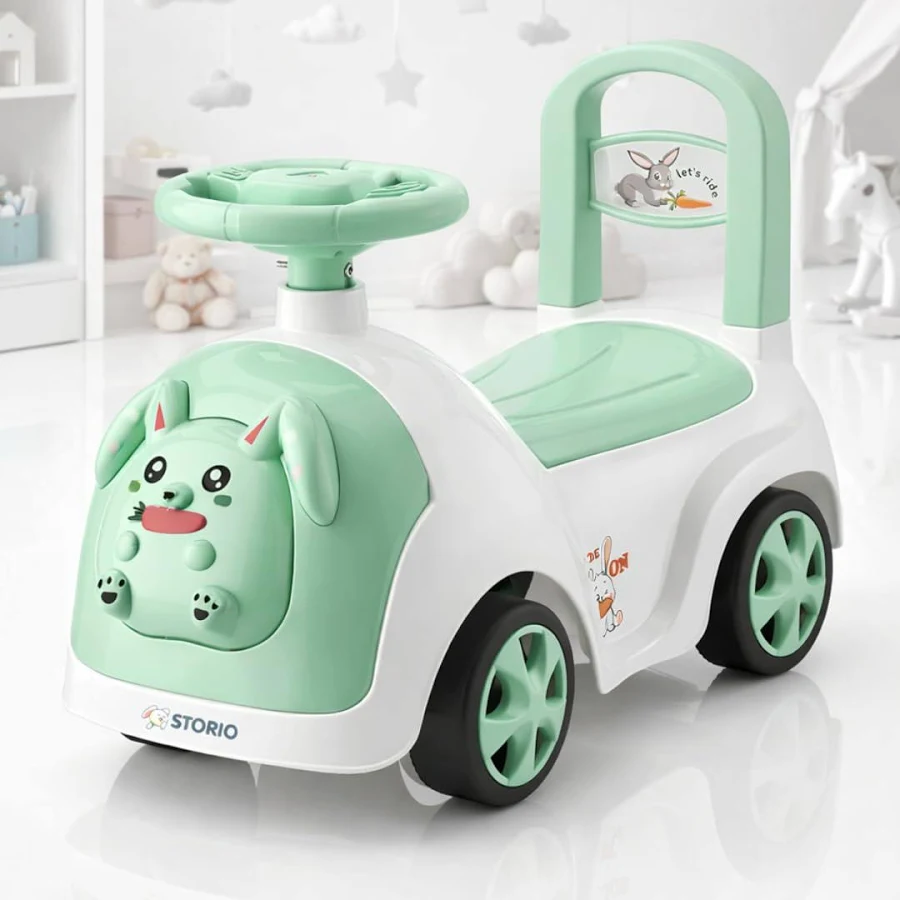 Kids Ride-On Push Car with Steering Wheel & Backrest