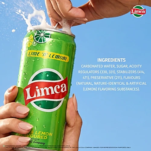 Limca Lemon-Lime Flavoured Soft Drink, 300 ml Can