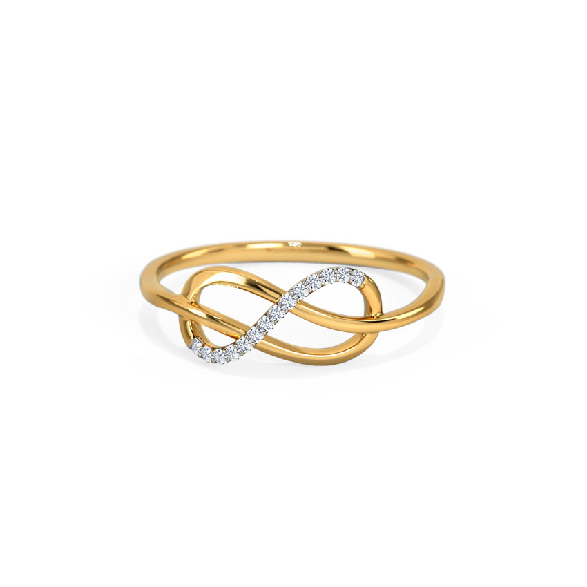 18K Yellow Gold Wave Design Diamond Ring for Women